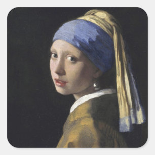 Johannes Vermeer - Meisje met een parel Vierkante Sticker