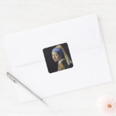 Johannes Vermeer - Meisje met een parel Vierkante Sticker (Envelop)