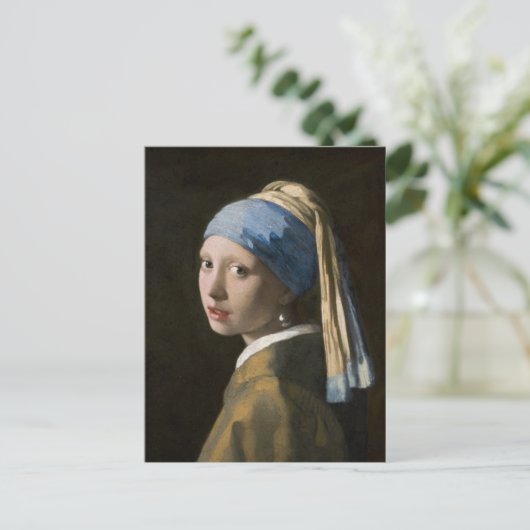 Johannes Vermeer, Meisje met een parelaar Briefkaart (Staand voorkant)