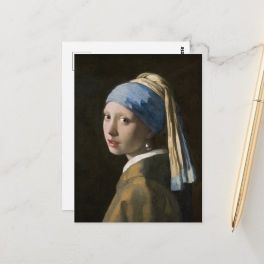 Johannes Vermeer, Meisje met een parelaar Briefkaart (Voorkant / Achterkant in situ)