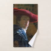 Johannes Vermeer - Meisje met een rood Pet Bad Handdoek (Handdoek)