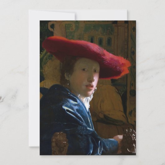 Johannes Vermeer - Meisje met een rood Pet Bedankkaart (Voorkant)