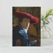 Johannes Vermeer - Meisje met een rood Pet Bedankkaart (Staand voorkant)