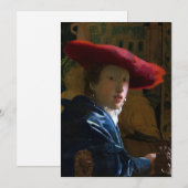 Johannes Vermeer - Meisje met een rood Pet Bedankkaart (Voorkant / Achterkant)