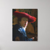 Johannes Vermeer - Meisje met een rood Pet Canvas Afdruk (Voorkant)