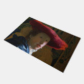 Johannes Vermeer - Meisje met een rood Pet Deurmat (Schuin)