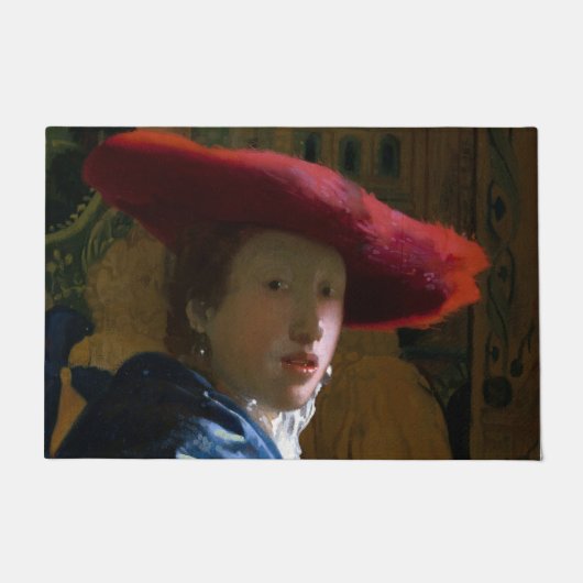 Johannes Vermeer - Meisje met een rood Pet Deurmat (Voorkant)