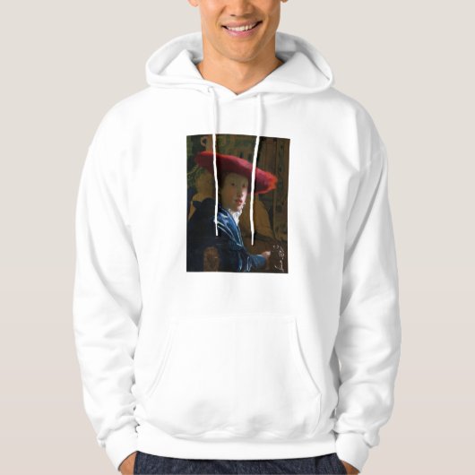 Johannes Vermeer - Meisje met een rood Pet Hoodie (Voorkant)
