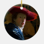 Johannes Vermeer - Meisje met een rood Pet Keramisch Ornament (Achterkant)