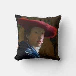 Johannes Vermeer - Meisje met een rood Pet Kussen