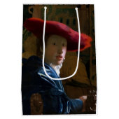 Johannes Vermeer - Meisje met een rood Pet Medium Cadeauzakje (Achterkant)