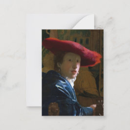 Johannes Vermeer - Meisje met een rood Pet Notitiekaartje