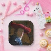 Johannes Vermeer - Meisje met een rood Pet Papieren Bordje (Feest)