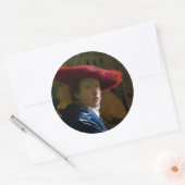 Johannes Vermeer - Meisje met een rood Pet Ronde Sticker (Envelop)