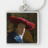 Johannes Vermeer - Meisje met een rood Pet Sleutelhanger (Voorkant)