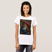 Johannes Vermeer - Meisje met een rood Pet T-shirt (Voorkant volledig)