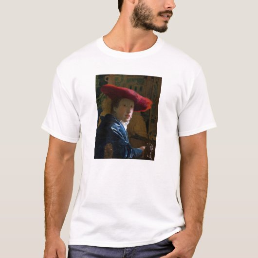 Johannes Vermeer - Meisje met een rood Pet T-shirt (Voorkant)