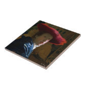 Johannes Vermeer - Meisje met een rood Pet Tegeltje (Zijkant)