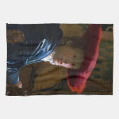Johannes Vermeer - Meisje met een rood Pet Theedoek (Horizontaal)