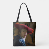 Johannes Vermeer - Meisje met een rood Pet Tote Bag (Achterkant)