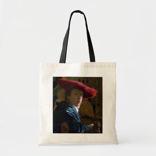 Johannes Vermeer - Meisje met een rood Pet Tote Bag (Voorkant)