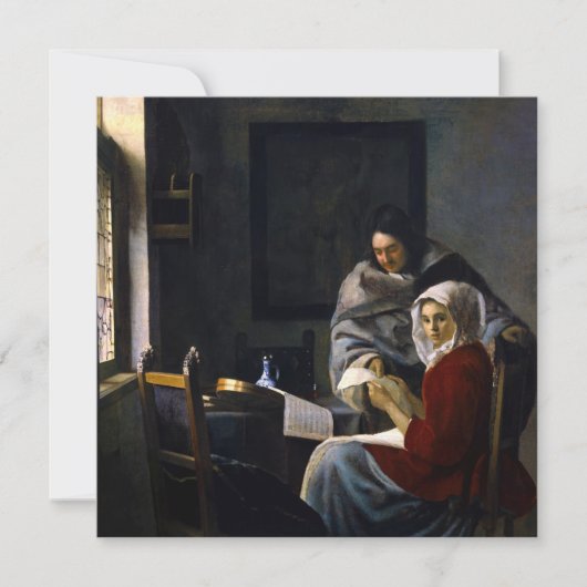 Johannes Vermeer - Meisje onderbroken bij haar muz Bedankkaart (Voorkant)