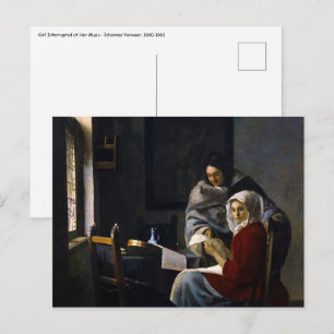 Johannes Vermeer - Meisje onderbroken bij haar muz Briefkaart