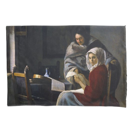 Johannes Vermeer - Meisje onderbroken bij haar muz Kussensloop (Voorkant)