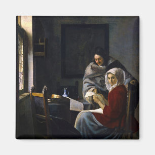 Johannes Vermeer - Meisje onderbroken bij haar muz Magneet