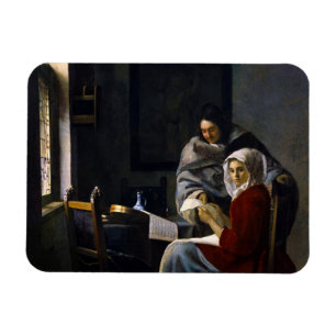 Johannes Vermeer - Meisje onderbroken bij haar muz Magneet