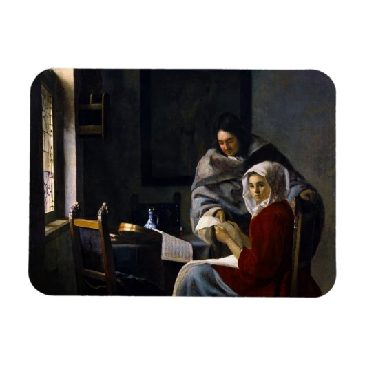 Johannes Vermeer - Meisje onderbroken bij haar muz Magneet (Horizontaal)