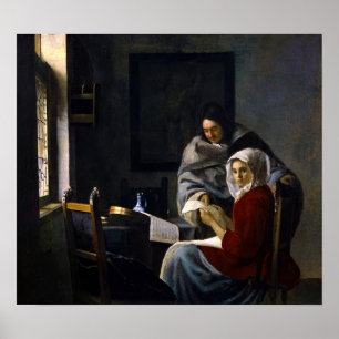Johannes Vermeer - Meisje onderbroken bij haar muz Poster