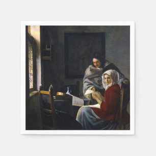 Johannes Vermeer - Meisje onderbroken bij haar muz Servet