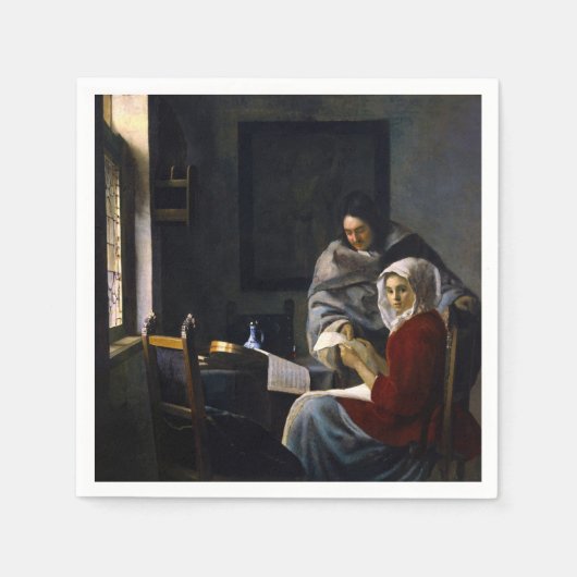 Johannes Vermeer - Meisje onderbroken bij haar muz Servet (Voorkant)