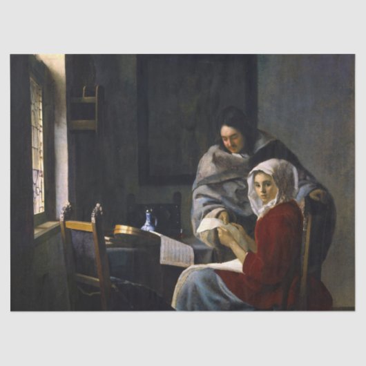 Johannes Vermeer - Meisje onderbroken bij haar muz Tissuepapier (Voorkant)