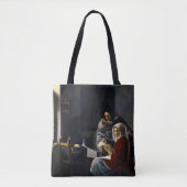 Johannes Vermeer - Meisje onderbroken bij haar muz Tote Bag (Voorkant)