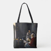 Johannes Vermeer - Meisje onderbroken bij haar muz Tote Bag (Achterkant)