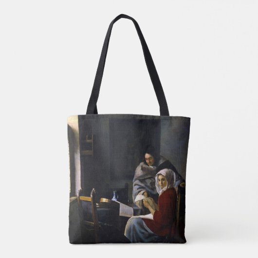Johannes Vermeer - Meisje onderbroken bij haar muz Tote Bag (Achterkant)