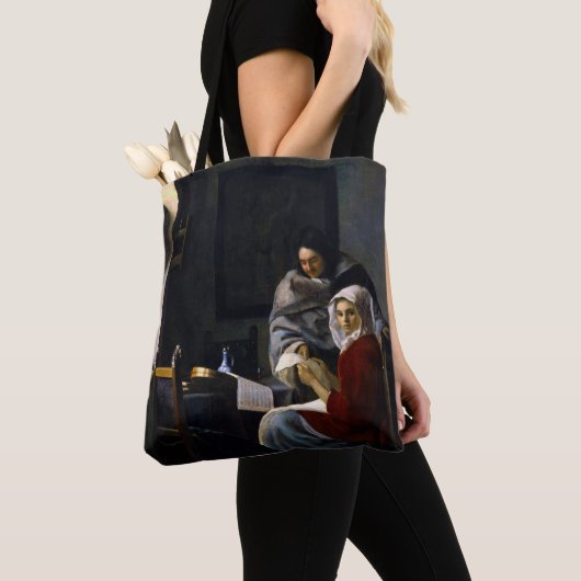 Johannes Vermeer - Meisje onderbroken bij haar muz Tote Bag (Dichtbij)