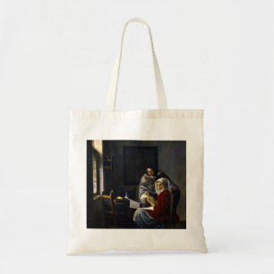 Johannes Vermeer - Meisje onderbroken bij haar muz Tote Bag