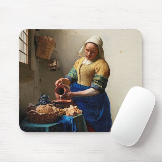 Johannes Vermeer. Milkmaïde. kunst Muismat (Met muis)