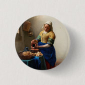 Johannes Vermeer. Milkmaïde.  kunst Ronde Button 3,2 Cm (Voorkant)