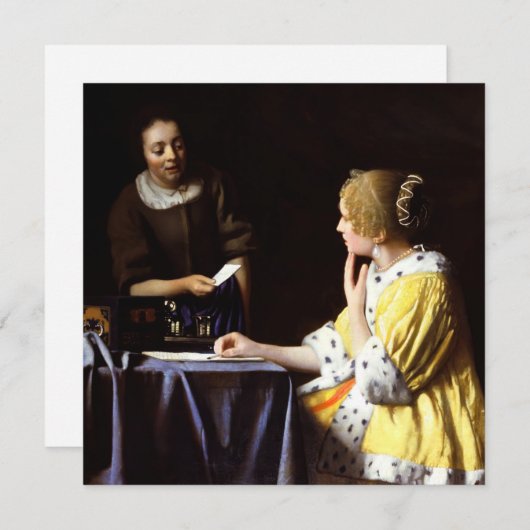 Johannes Vermeer - Mistress en Maid Bedankkaart (Voorkant / Achterkant)