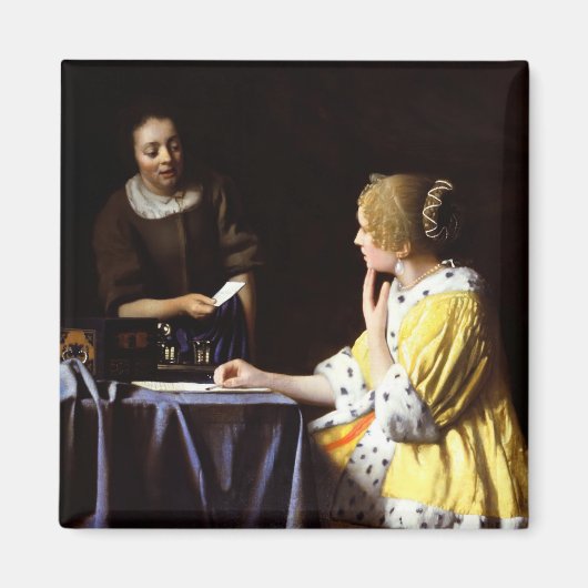Johannes Vermeer - Mistress en Maid Magneet (Voorkant)