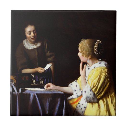 Johannes Vermeer - Mistress en Maid Tegeltje (Voorkant)