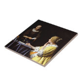 Johannes Vermeer - Mistress en Maid Tegeltje (Zijkant)