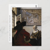 Johannes Vermeer - Officier met een Lachend Meisje Briefkaart (Voorkant / Achterkant)