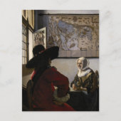 Johannes Vermeer - Officier met een Lachend Meisje Briefkaart (Voorkant)