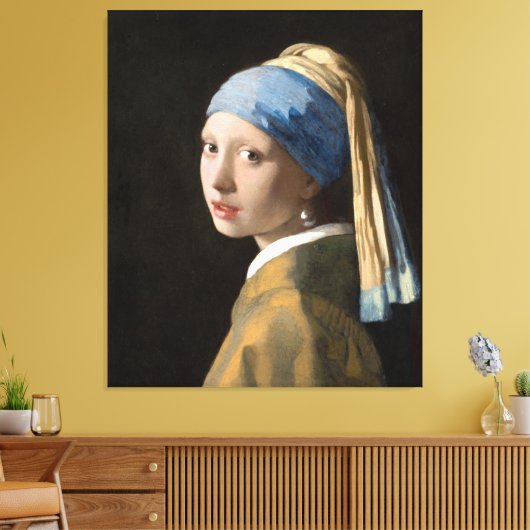 Johannes Vermeer’s Meisje met de Parel Canvas Afdruk (Insitu (Woonkamer))