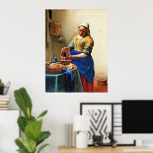 Johannes Vermeer schilderij, The Milkmaid Poster (Thuiskantoor)